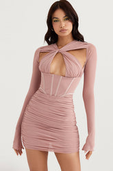 Rose Print Corset Mini Dress